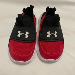Under Armour Red and Black Sneakers with Slip-On Design